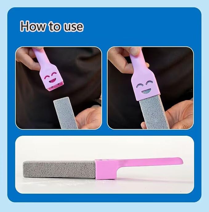 Portable Multi-Purpose Cleaning Kit: Includes 4 Window Track Brushes, Corner Scraper, Detachable Window Groove Cleaner, 2 Pumice Stone Bars. Deep Cleaner for Bathroom, Kitchenware, Door & Window Gaps.