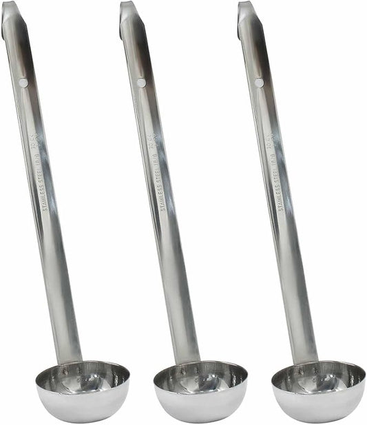 Zorfeter 3 Pcs 1 Oz Soup Ladle Set, Stainless Steel Ladles with Long Handles for Serving, Cooking, Stirring, Portioning Kitchen Restaurant Accessories