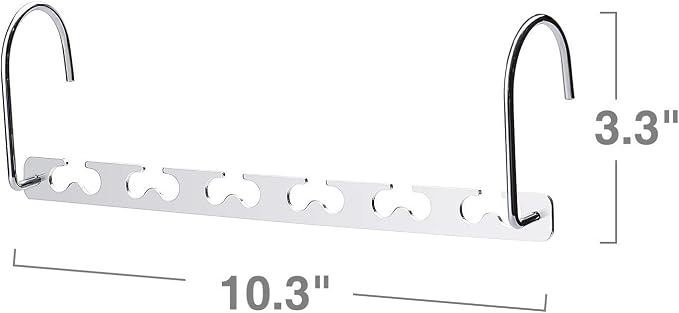 HOUSE DAY 10.5 Inch Closet Space Saving Wardrobe Clothing Magic Hangers Oragnizer Heavy Chrome Hangers, Updated Hook Design Pack of 8