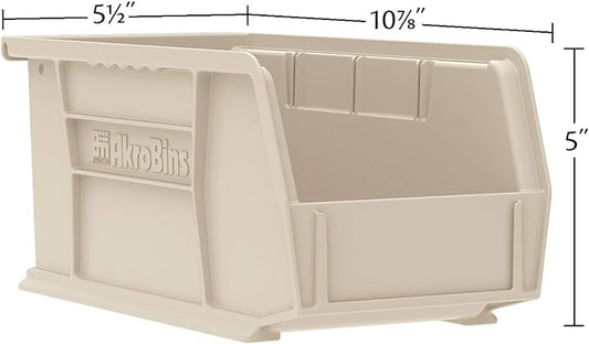 Akro-Mils 30230 AkroBins Plastic Storage Bins, Space-Saving Stackable Bins for Garage, Pantry, Craft Organization, 11" x 5" x 5", Green, 12-Pack