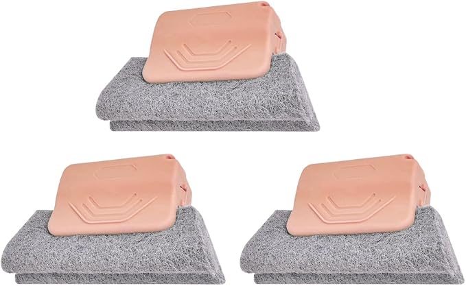 3PCS Car Magic Window Track Cleaner, Vehicle Window Groove Cleaning Brush Tools Set with Handheld, Automotive Air Conditioner Vents Narrow Gaps Clean Brush, Universal Fit (Pink)