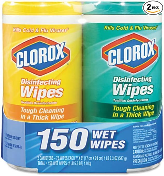 Clorox Company 01599 Disinfectant Wipes-2-Pack, 1 Citrus Blend and 1 Fresh Scent(75ct each)