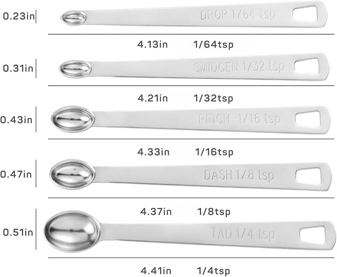 11PCS Measuring Spoons Set Stainless 1 tbsp, 1/2 tbsp, and 1-1/16tsp Steel Measuring Spoons for Cooking Baking Spice Jars and Liquid Ingredients