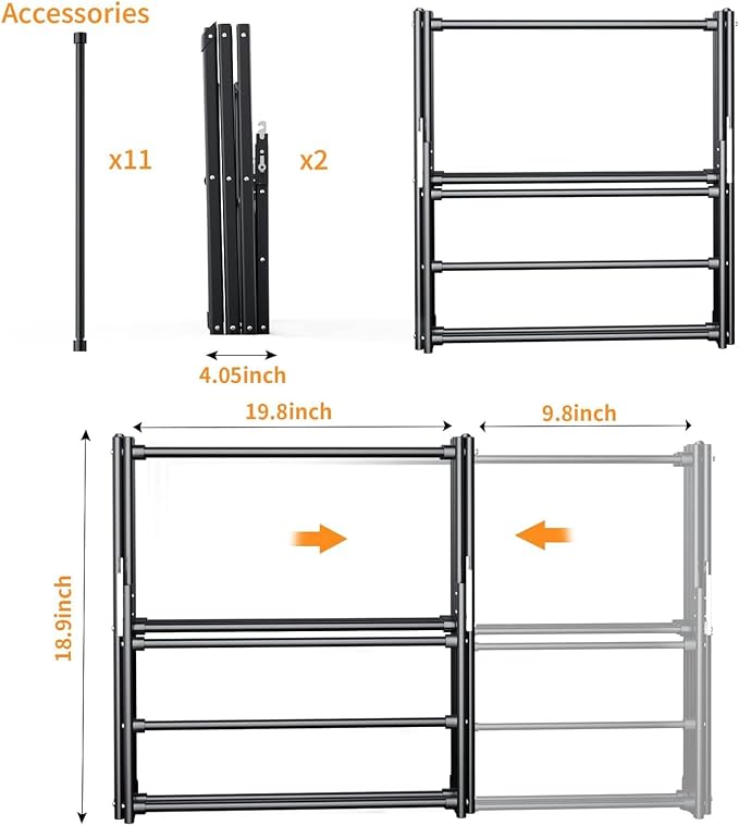 2PCS Foldable Drying Rack Clothing for Laundry Black