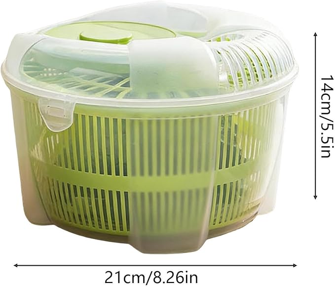 Manual Salad Spinner 4.2L - Large Lettuce Dryer | Quick Fruit Washing Bowl with Strainer & Drain | Vegetable and Berry Washer, Centrifugal Dehydrator for Fresh Crisp Clean Greens