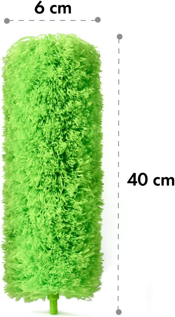 GÜTEWERK Extendable Microfiber Feather Duster, Feather Dusters for Cleaning, Ceiling Fan Dust and Cobweb Cleaner - Electrostatic Bendable Head - Set of 2 Replacement Heads
