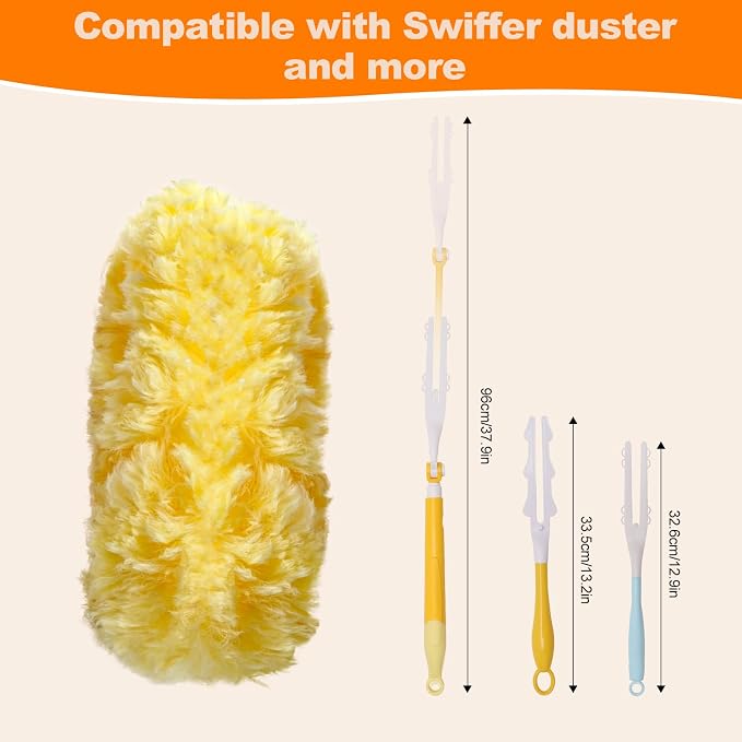 50 Count Heavy Duty Duster Refills Compatible with Swiffer Dusters | 360° All-Around Unscented Disposable Microfibre Dusters, Multisurface Indoor Cleaning for Fans, Blinds, Corners, Refills Only
