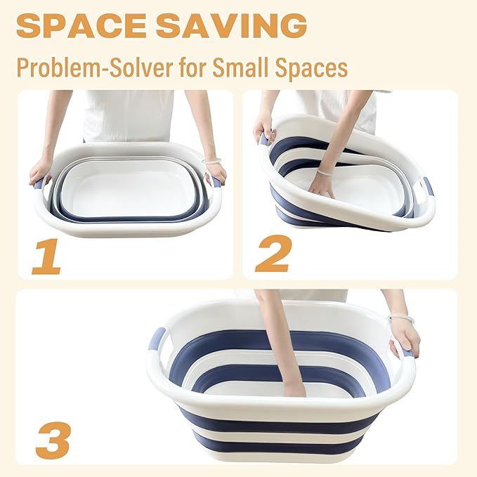 OOAMBB 43L(11.5Gallon) Collapsible Laundry Basket Plastic (Blue, 1 Pack) | Pop Up Laundry hamper/Storage Container, Foldable Laundry Basket with Large Capacity,Sturdy,Space Saver