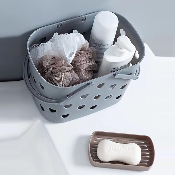 Anyoifax Portable Shower Caddy Tote Plastic Storage Basket with Handle Box Organizer Bin for Bathroom, Pantry, Kitchen, College Dorm, Garage - Grey | Bathroom Caddy Storage Tote Cleaning Supply Caddy for College Dorm, Kitchen, Pantry, Garage
