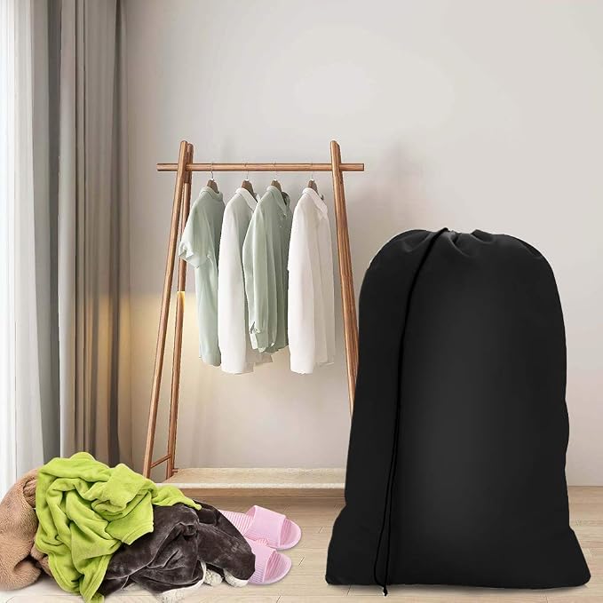2 Pack Heavy Duty Large Laundry Bag 28x45 inch Extra Hamper Bag Dirty Clothes Organizer Drawstring Cloth Laundry Bag for Travel Camp Home College Dorm Drying Do Not Exceed 176℉ Black | Dirty Clothes Organizer Drawstring Cloth Laundry Bag for Travel Cam...
