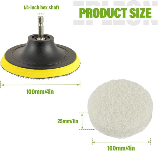 4 Inch Drill Brush Scrub Pads Cleaning Kit, 5X Faster Cleaning, Reusable Double Sided Scrub Pad for Bathroom Shower Tub Tile Grout Kitchen Toilet Hard Surfaces, 9 Pack(White)