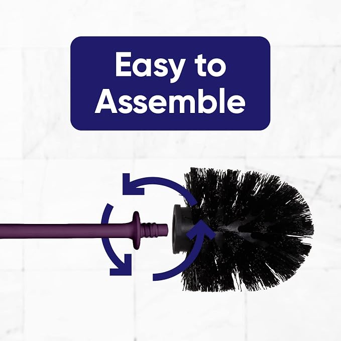 Toilet Brush Cleaner and Holder Purple 2 Pack Toilet Bowl Cleaner Brush with Scrubbing Wand, Brush and Storage Caddy for Easy Bathroom Cleaning