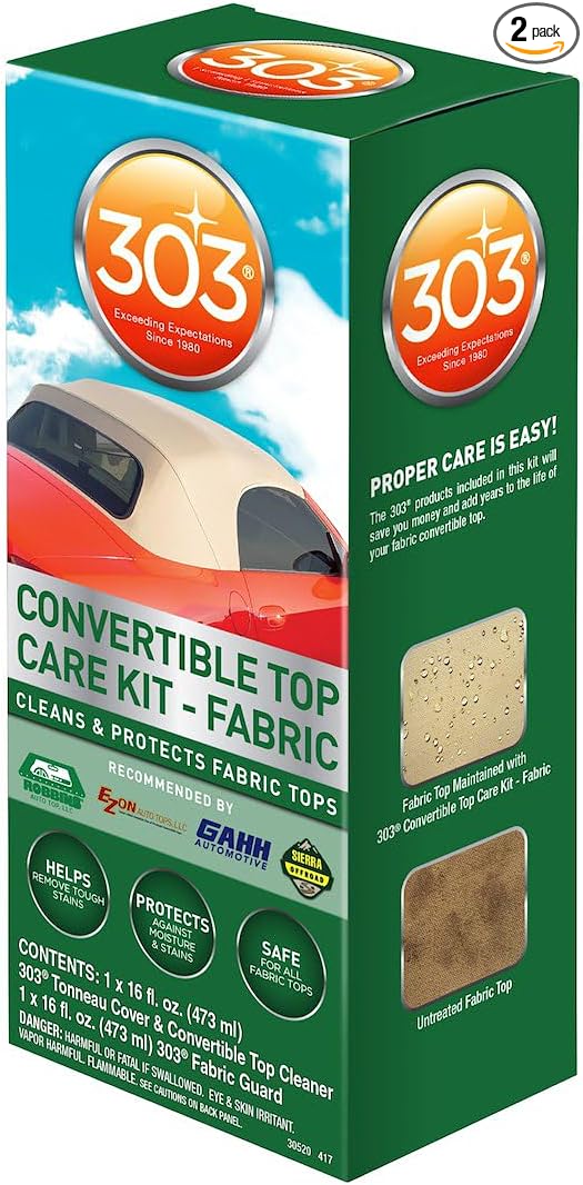 303 Products (30520 Convertible Top Cleaning and Care Kit with Cleaner and Fabric Guard Helps Maintain Water Repellency, Protects Fabric Convertible Tops and Tonneau Covers, 32 fl oz