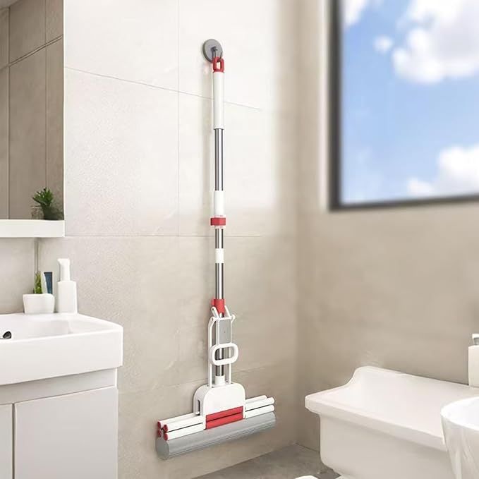 Sponge Mop 14.96-Inch PVA Mop Thickened Stainless Steel Mops for Floor Cleaning with an Extra Head Suitable for Tiles Floors Bathrooms and Home Use