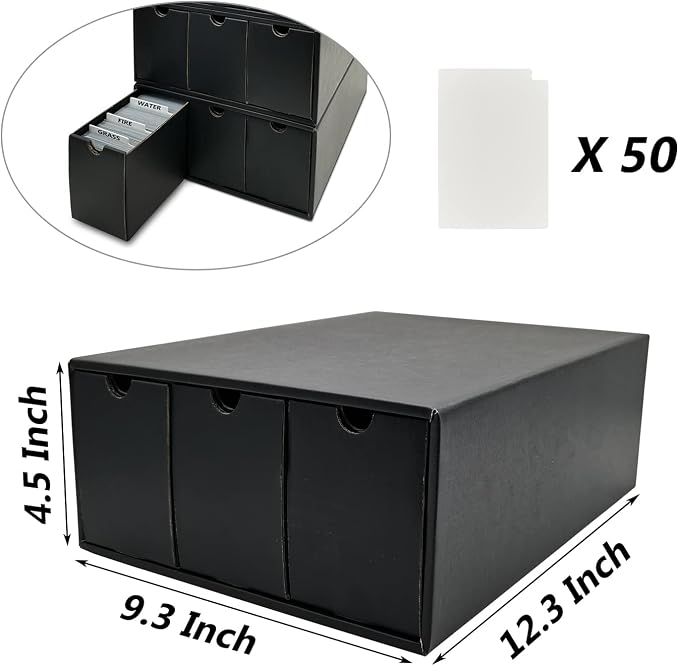 Fageverld Trading Card Storage Box, Collector Cardboard Card Box with 50 Dividers for MTG TCG Magic Baseball Sports Cards Collection, 12 Drawers