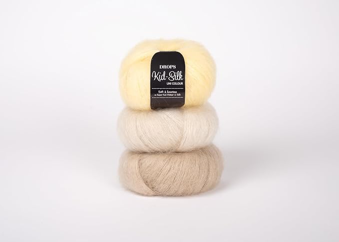 Mohair and Silk Yarn Drops Kid-Silk, 0 or Lace, 2 Ply, 0.9 oz 230 Yards per Ball (54 Bright Sand)