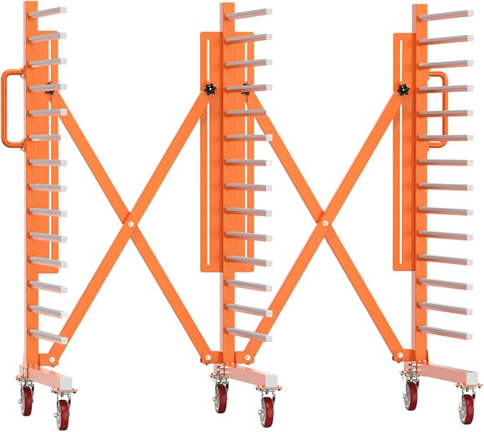 Paint Drying Rack for Cabinet Doors, 15 Tier- Heavy Duty Rolling Paint Rack | Expandable Woodworking Drying Rack for Trim & Panels, Reinforced 2.0mm Steel Frame with 5" Casters