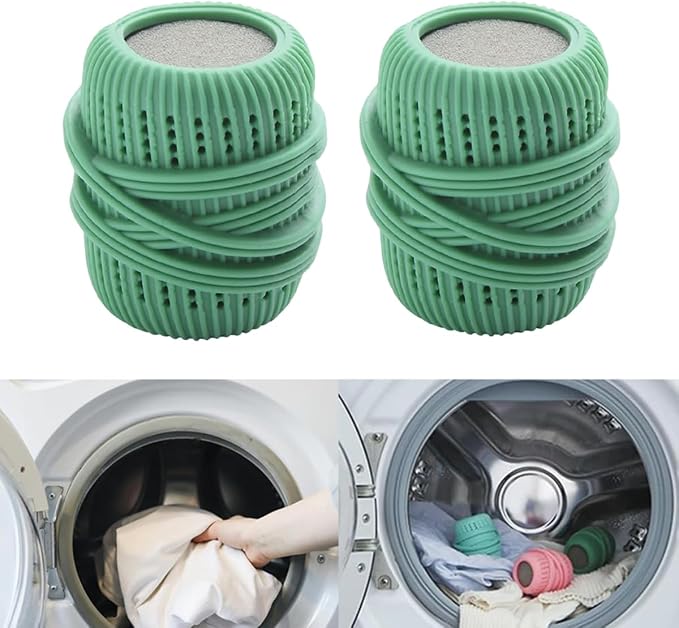 Reusable Fabric Softener Dispenser Balls Laundry Dryer Balls for Washing Sponge Household Substitute Cleaning Tool (Green)