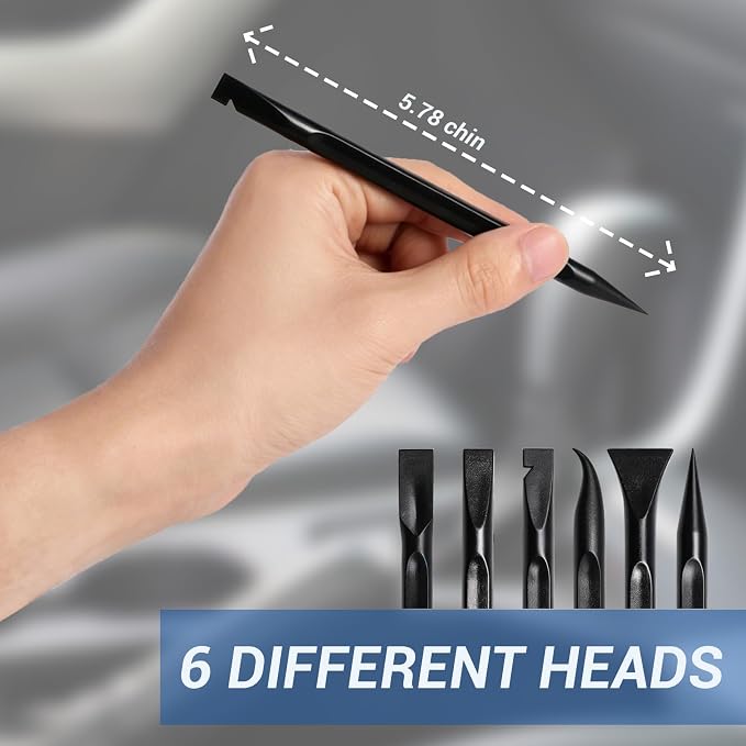 6 Pack Car Detailing Picks Set, Black Plastic Detailing Picks with 6 Cleaning Heads, Safe Automotive Cleaning Tools for Interior Exterior Car Detailing