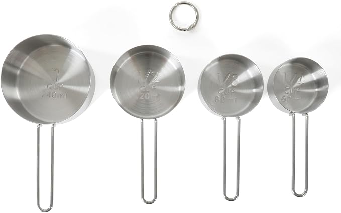 Martha Stewart Richburn 4-Piece Stainless Steel Measuring Cups Set – Durable and Accurate Kitchen Measuring Tools for Baking and Cooking