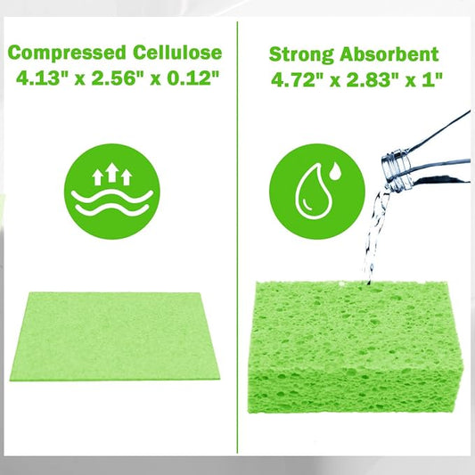 YoleShy 24 Pack Kitchen Sponges Natural Cellulose Compressed Sponges for Cleaning Reusable Dish Sponge Kitchen Non-Scratch DIY