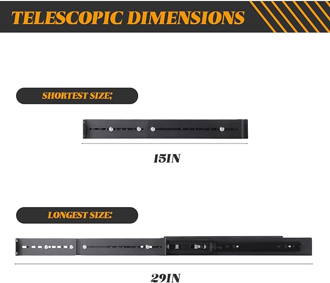 1 Pcs 1U Sliding Rack Shelf, Standard 19 Inch 4-Post Server Rack Adjustable Mounting 15-29 Inch Depth Vented Cantilever Shelf,Support up to 40 LBS Network Cabinet, AV Racks IT Equipment