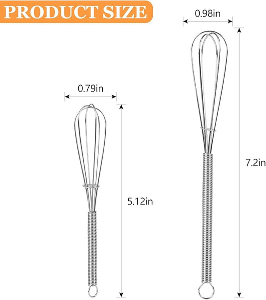 NileHome Mini Whisks Stainless Steel Whisk Set 5" 7" 7"Kitchen Small Wisk Balloon Wire Tiny Whisks for Cooking, Whisking, Blending, Beating, Stirring 3 Pack