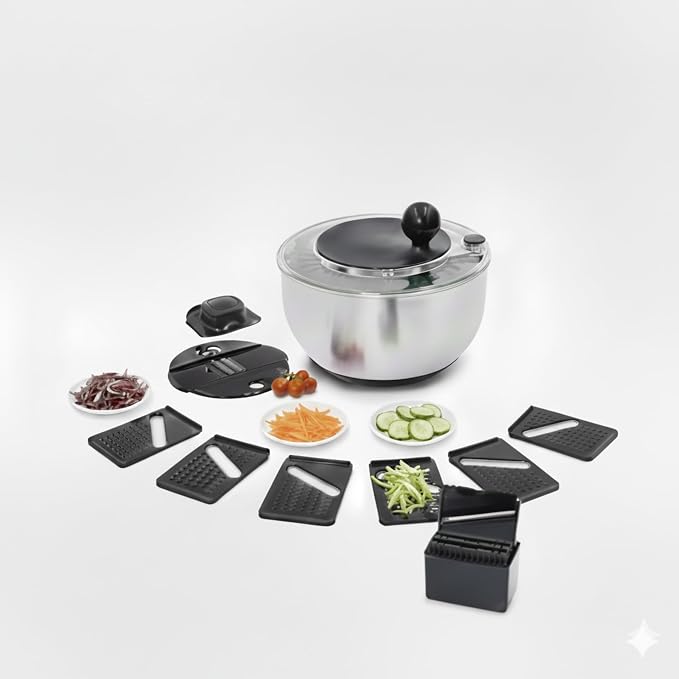 Stainless Steel Salad Spinner Large 5.28 Qt β Fast Drying Lettuce Spinner, Premium Durable Bowl for Washing & Drying Vegetables