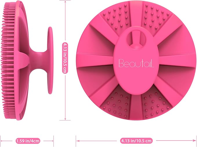 Silicone Body Scrubber, BEAUTAIL Gentle Exfoliating Shower Brush for Body | Hygienic Silicone Loofah, Easy-Grip Handle, Soft Bath Essential Scrubber for Sensitive Skin, Women, Men & Kids, 1 Pack, Rose