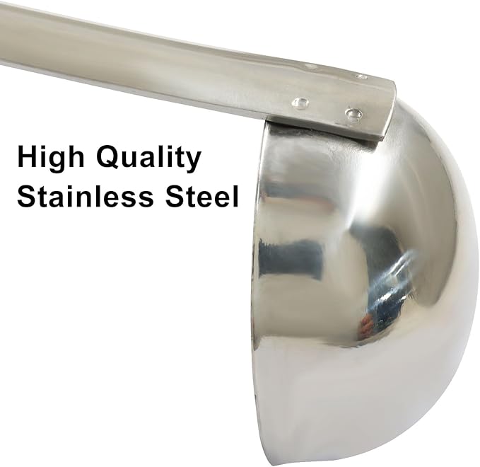 Hitefu 3 Pcs Stainless Steel Soup Ladle Set with Pouring Rim & Long Hooked Handles for Cooking, Serving Soup, Sauce, Stews (2 oz)