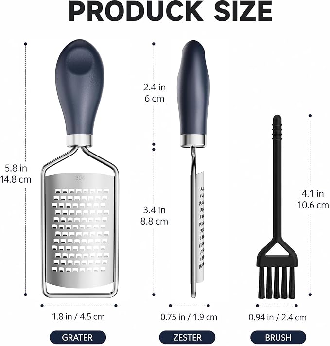 Lemon Zester, Mini Cheese Grater, Small Citrus Zester for kitchen,1.8"W x 5.8"L
