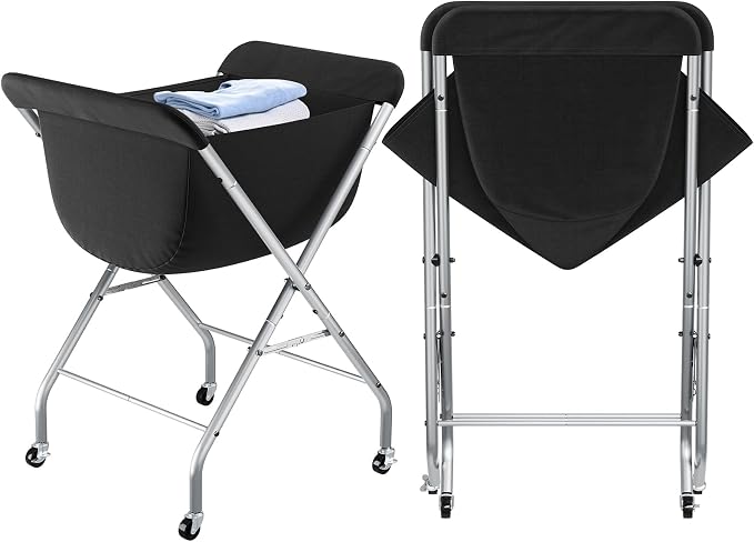 ELYKEN Laundry Basket with Wheels, Collapsible Laundry Hamper, Black | Removable Liner Bag, Foldable Design, 118L Capacity, Sturdy Metal Frame, 4 Casters, Laundry Cart for Bedroom, Laundry Room