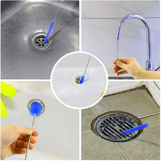 72" Drain Cleaner Tool - Flexible Wire Pipe Mechanical Black | Heavy duty cleaning brush for bathroom sink, bathtub, shower, kitchen sink drains, bottles, elastic hose pipe cleaner