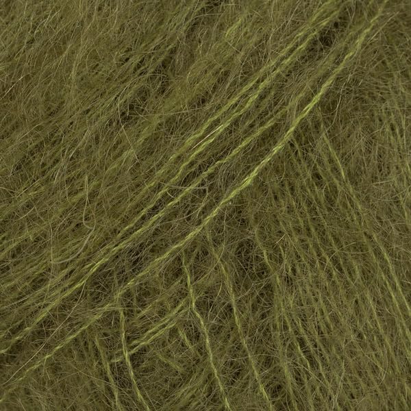 Mohair and Silk Yarn Drops Kid-Silk, 0 or Lace, 2 Ply, 0.9 oz 230 Yards per Ball (66 Dark Olive)