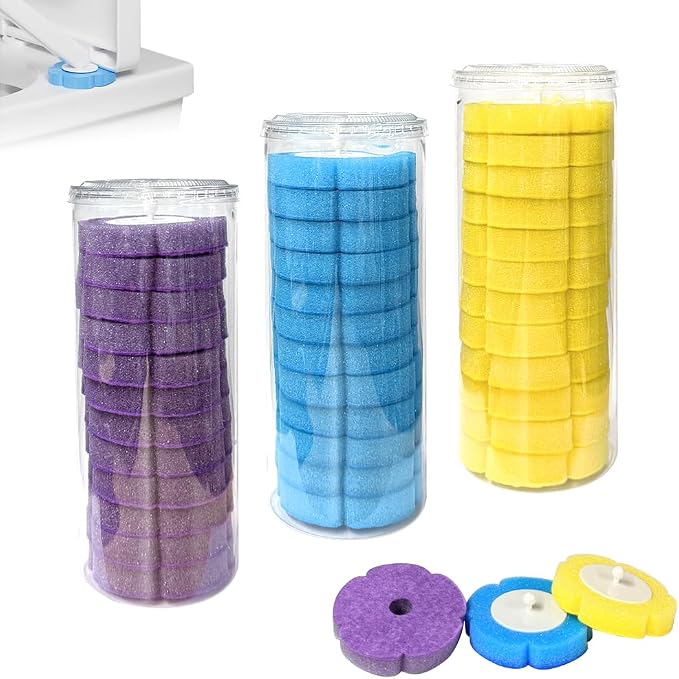 36 Count Disposable Toilet Brush Heads, Automatic Release Refills (12 Ocean, 12 Lemon, 12 Lavender Scents)