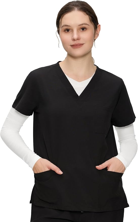 COZYFIT Women’s Underscrub Tee, V-Neck Long Sleeve Undershirt | Soft & Easy Care Fabric, Slim Fit, Smooth Touch, Comfort V-Neck Tee, Machine Wash, Multiple Sizes for Choose
