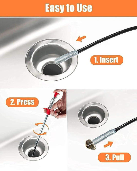 Drain Cleaning Tool Set, 79" Extra-Long Drain Clog Remover, (6pcs) 25" Hair Drain Snakes, (2pcs) 25" Cleaning Brushes for Sink, Tub, Toilet & Sewer, (9-Pieces Tool Set)