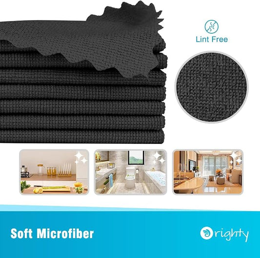 Orighty Microfiber Cleaning Cloth, 400 Pack Highly Absorbent Cleaning Rags, Household Cleaning Supplies, Reusable Microfiber Towels Lint Free Cloths for House, Kitchen, Car Care, 12x11 inch, Black
