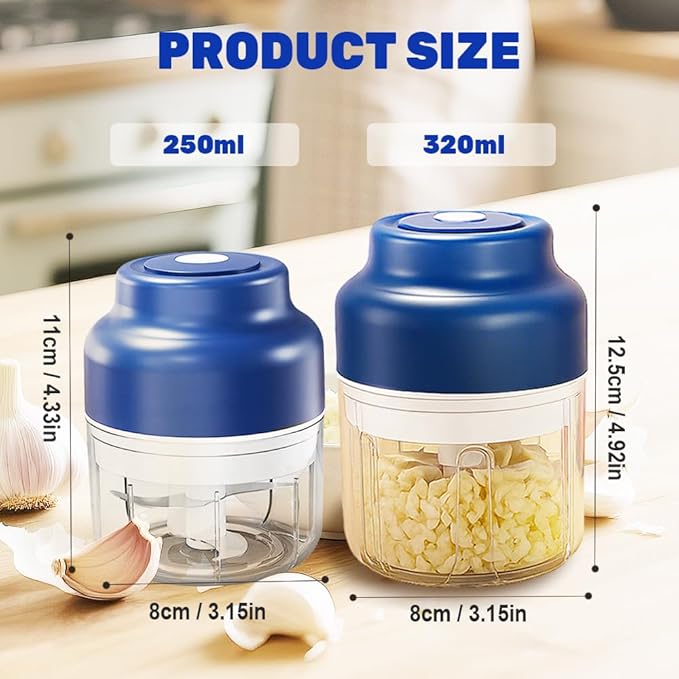 2026 New Electric Garlic Chopper, Mini Portable Veggie Chopper USB Charging Wireless Food Processor, Upgrade Electric Mini Garlic Chopper Set Wireless Veggie Grinder (Green, 320ML)