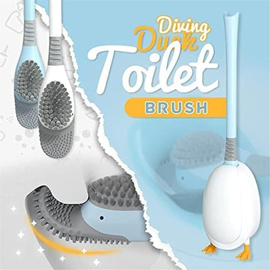 Diving Duck Toilet Brush,Diving Duck Deep Cleaning Home Bathroom Accessories Sets,Revolutionary Soft Silicone Flex Toilet Brush,Creative Silicone Toilet Brush Cleaner Brush (Yellow)