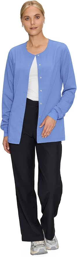 COZYFIT Scrub Jackets for Woman, Snap Front Nurse Jacket | 3 Pockets, Soft Fabric Layer, Easy Shift Layer, Easy Care, For Nurses, Clinics, Daily Medical Uniforms, Shift Wear