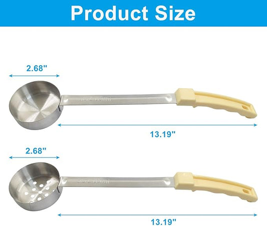 Hordion 4 Pcs Portion Control Serving Spoons Ladle Scoops, Food Measuring Ladle Utensils Proportion Manage Slotted and Unslotted Scoops for Weight Loss(Beige, 3oz)