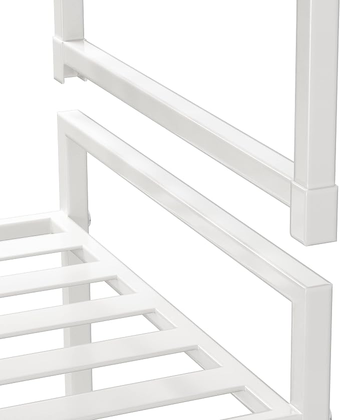 Simple Houseware 3-Tier Stackable Metal Panel Shoe Rack, White | 9 Pairs of Shoes Storage Organizer for Closet, Entryway, Garage & Corridor