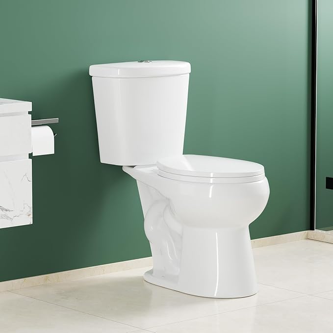 17" Round Dual Flush Two-Piece Toilet Set – Upgraded Power Flush, Top Dual Button, Includes Slow-Close PP Seat & High-Efficiency Tank – Water-Saving Choice for Small Bathrooms