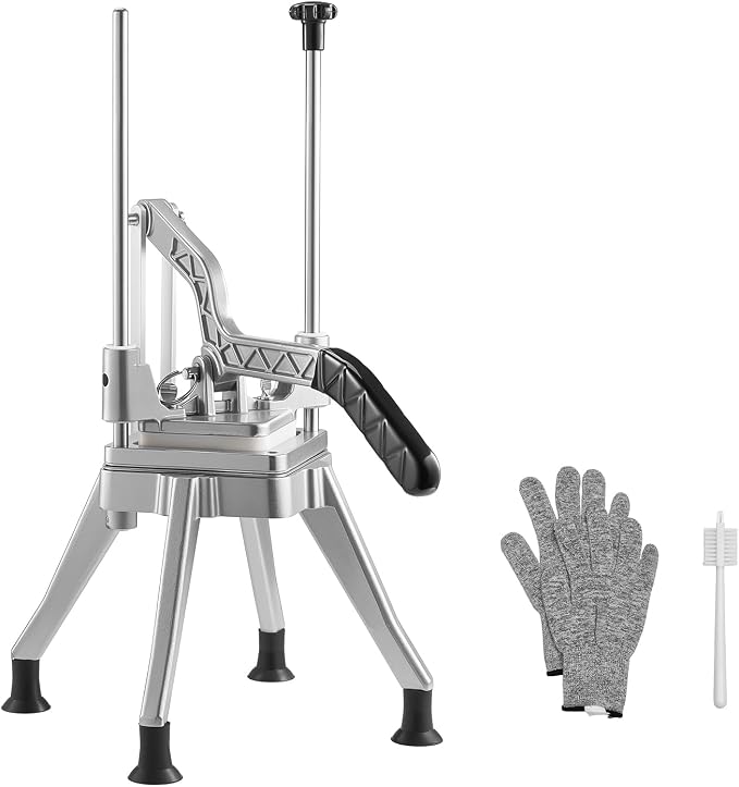 VEVOR French Fry Cutter, 3/8" Blade Commercial Vegetable Chopper, Lever-Action Vegetable Dicer with Ergonomic Handle, Stainless Steel Potato Slicer for Classic Cut Fries, Onion, Carrots, Bell Pepper