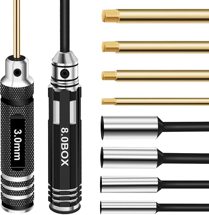 RC Hex Driver Set Tools Kit - 8pcs Titanium Allen Screwdriver 1.5mm-8.0mm for Car, Quadcopter, Drone, Boat