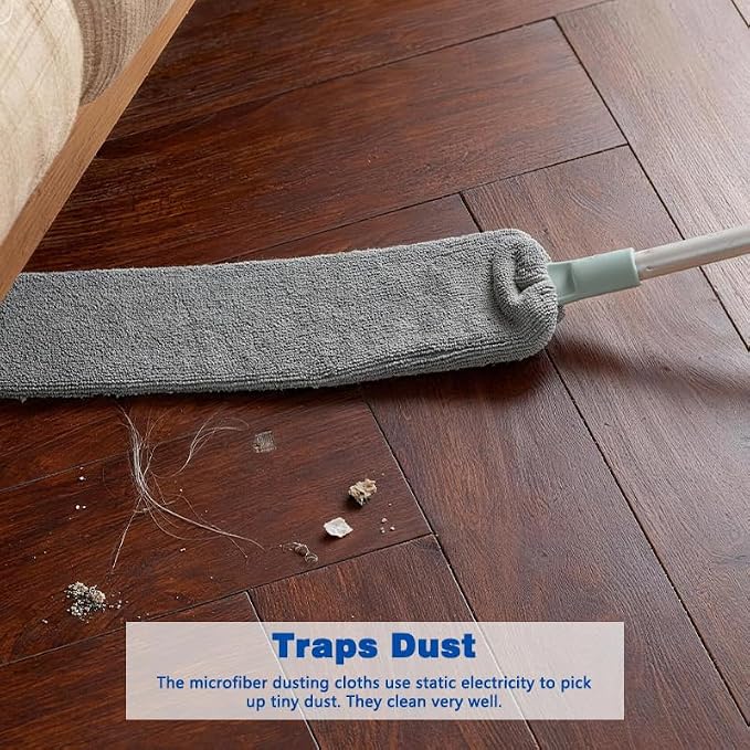 Retractable Gap Dust Cleaner with 2 Microfiber Dusting Cloths Long Handle Cleaning Tools Furniture Cleaning Duster