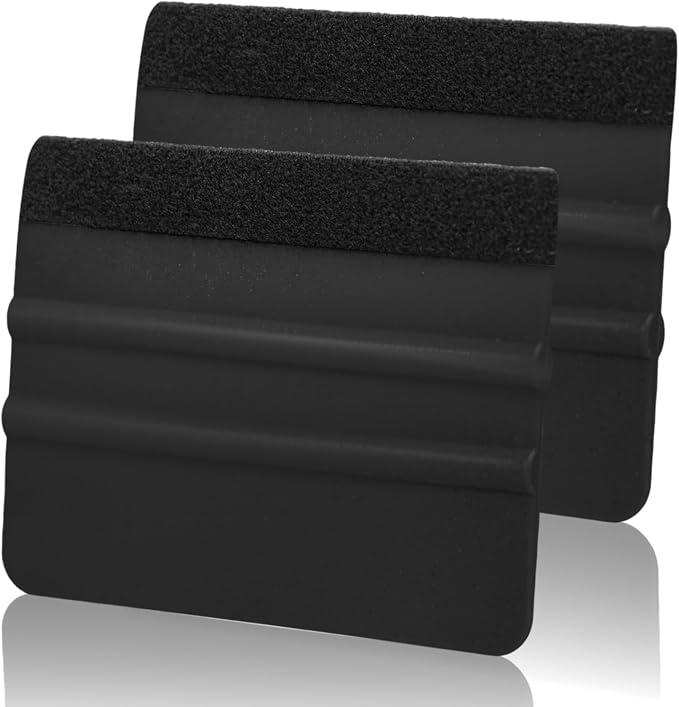 AMZDEPOT Squeegee for Vinyl, 2 Pcs, 4 Inch, Black | Extra 2 Felt Replacements, Car Wrap, Craft Sign Making, DIY Crafting, Window