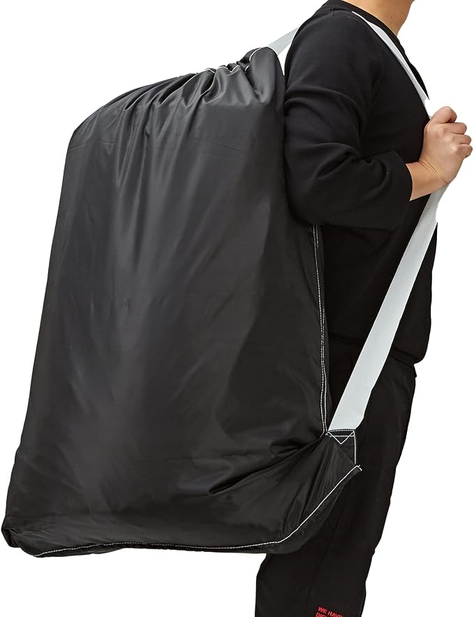 HOMEST XL Laundry Bag with Strap, Clothes Organizer for Dorm & Travel | Heavy-duty nylon material supports bulky garments and daily transport between baskets and storage areas, Black