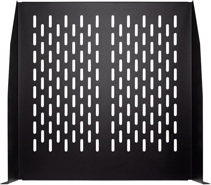 NavePoint 2U 19-Inch Universal Vented Rack Mount Cantilever Fixed Server Cabinet Shelf 18-Inches Deep Black